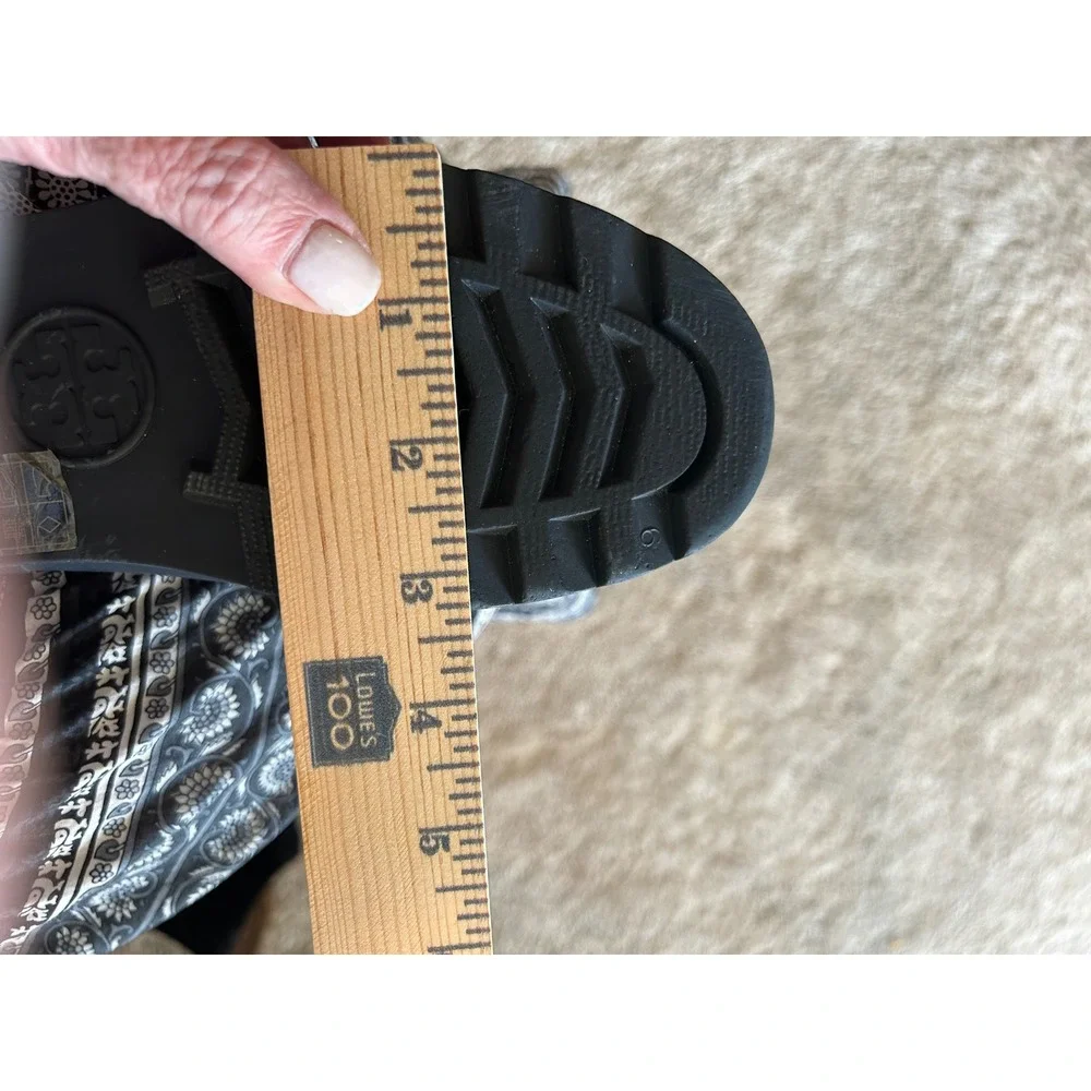 Tory Burch Maureen Rain Boots Black Rubber Logo Medallion Women's Size 8
